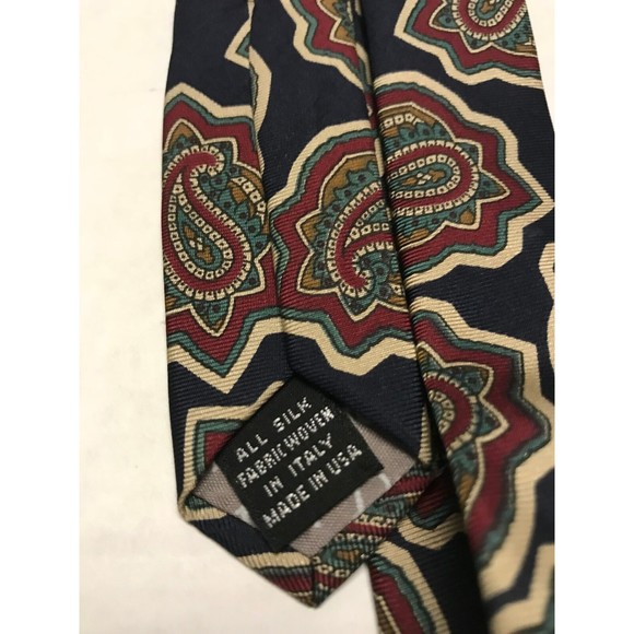 Christian Dior Men's Tie Navy Blue Multi Print 100% SILK NECK TIE 4" X 56" - Picture 2 of 4